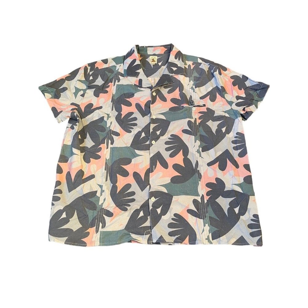 Dandy Del Mar Men's The Tonga Linen Shirt Blue Lagoon Print Size 3XL Floral